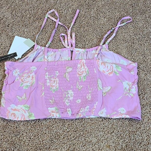 Bp Purple Anna Floral cropped top with tie detailing! - Picture 3 of 3